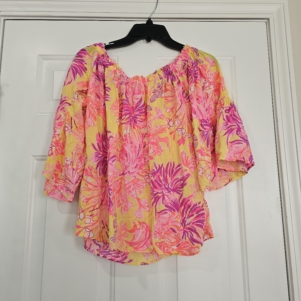 Lilly Pulitzer Nevie off the shoulder top size small Bardot Carmen And Slouchy